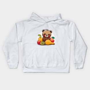 Bear sitting with fruits Kids Hoodie